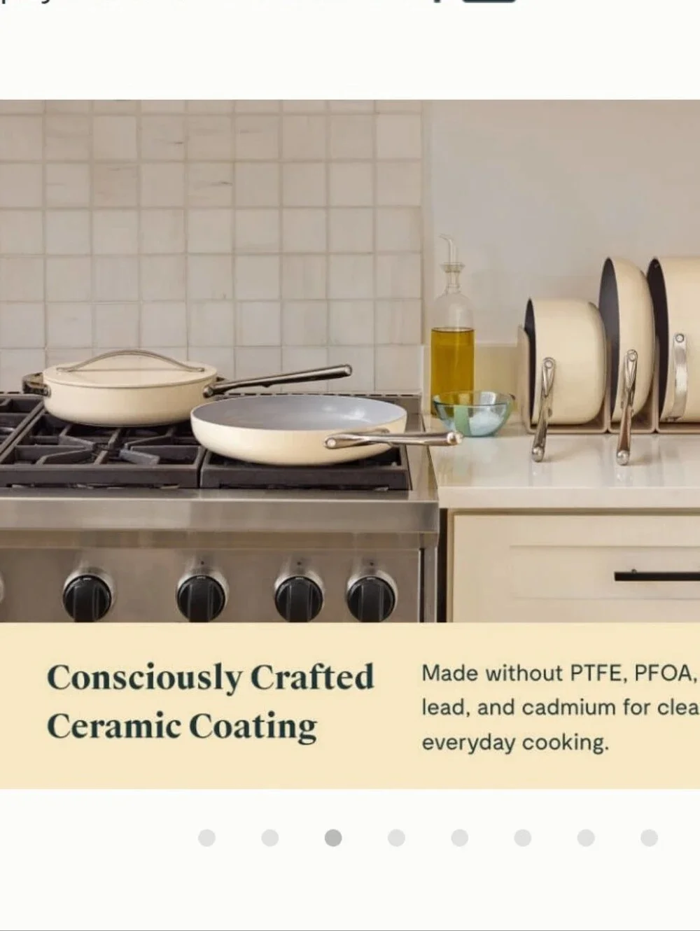 Caraway 4.5QT Nonstick Ceramic Saute Pan w/Lid- Cream